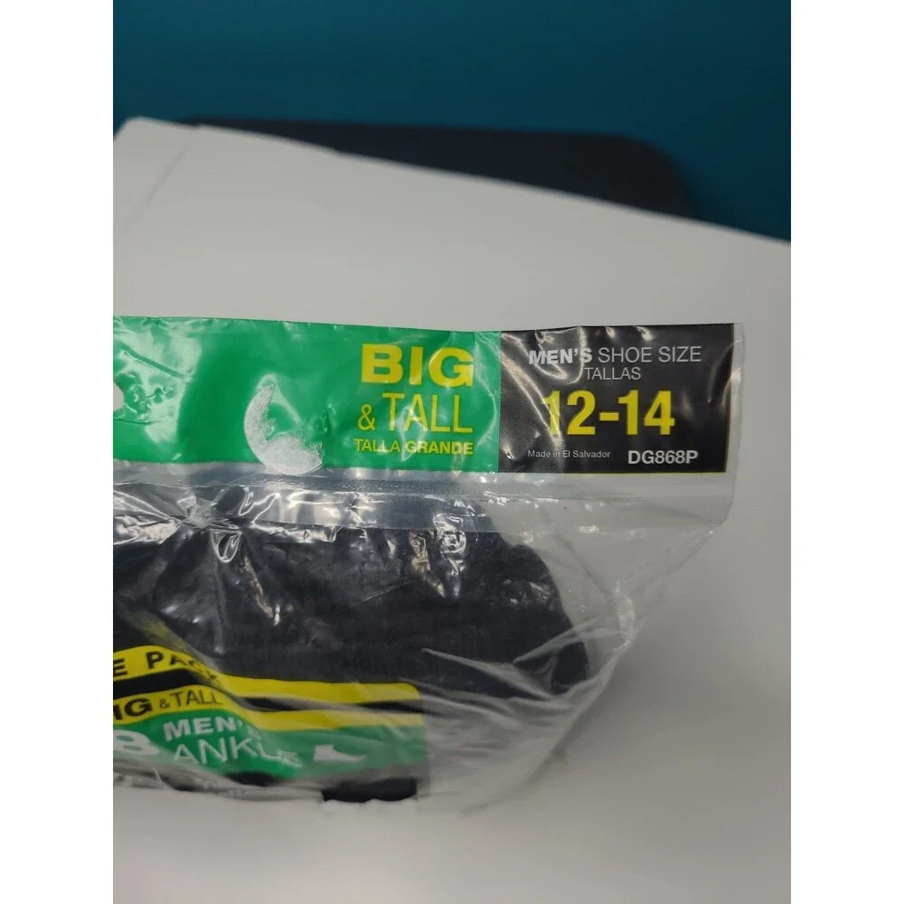 Hanes 8-Pair Men's Big & Tall Ankle Socks - Shoe Size 12-14, Black #2388